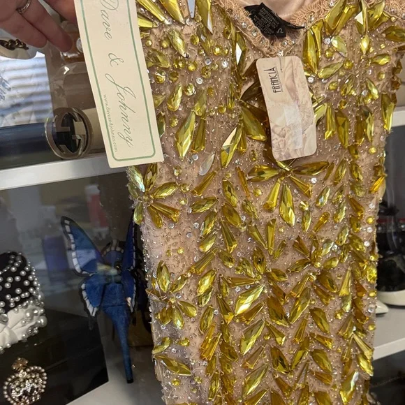 Dave & Johnny Pink and Gold Embellished Dress - Picture 9 of 11